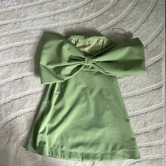 sage green bow dress Luli & Me Girls Deluxe Velvet Dress - Lace Collar - Ribbon Sash main image 0